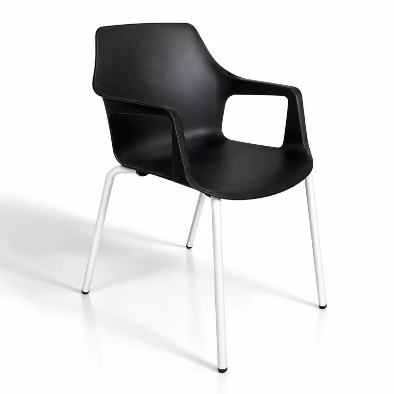 GELATI│Chaise 4 pieds tubes en acier│Noir/Blanc