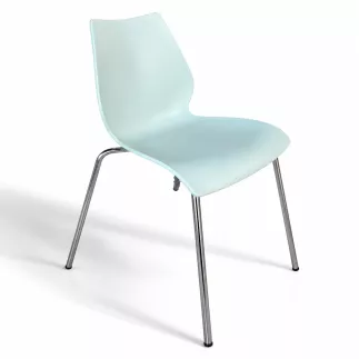 KARTELL│Chaise d'accueil/collectivité modèle MAUI designer Vico Magistretti│bleu clair