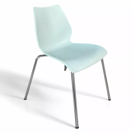 KARTELL│Chaise d'accueil/collectivité modèle MAUI designer Vico Magistretti│bleu clair