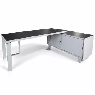 SANMA│Bureau de Direction avec meuble de retour - L220 cm│Gris anthracite/gris aluminium
