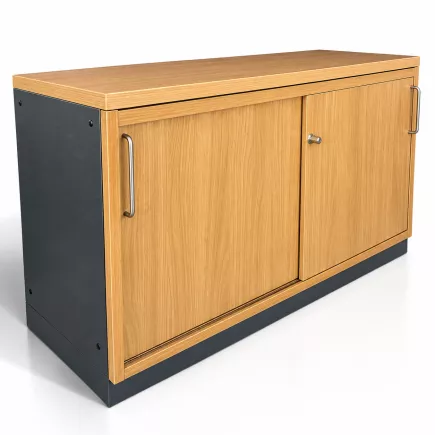 SANMA│Armoire basse - porte coulissantes│Chêne clair huilé