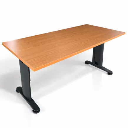 SANMA│Bureau droit L160 x p80 cm - Hauteur réglable│Hêtre saumoné/gris anthracite