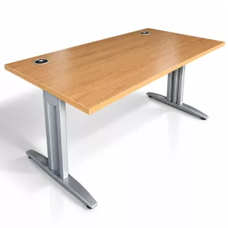 IDOL│Bureau droit L160 x p80 │Hêtre clair/Gris aluminium