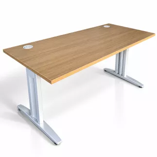 IDOL│Bureau droit L160 x p80 │Chêne clair/blanc