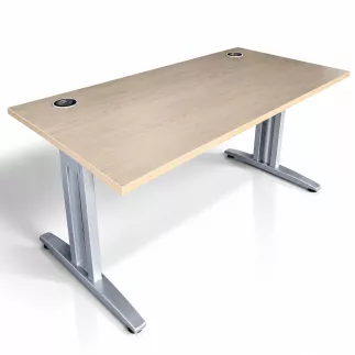 IDOL│Bureau droit L160 x p80 │Erable blanc/Gris aluminium