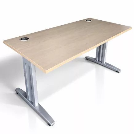 IDOL│Bureau droit L160 x p80 │Erable blanc/Gris aluminium