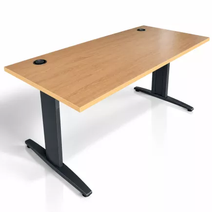 IDOL│Bureau droit L160 x p80 - Hauteur réglable│Hêtre clair/Gris anthracite