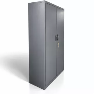 NIVOMETAL│Armoire haute portes battantes│L 100 x H 188 cm│Gris anthracite/tablettes blanches
