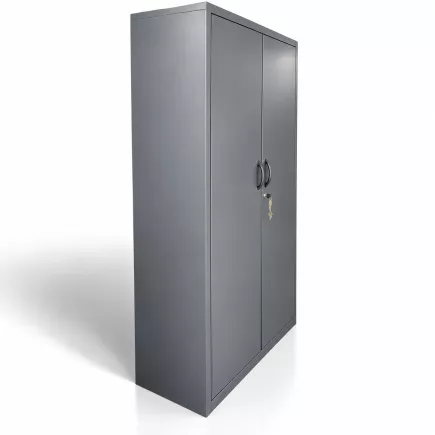 NIVOMETAL│Armoire haute portes battantes│L 100 x H 188 cm│Gris anthracite/tablettes blanches