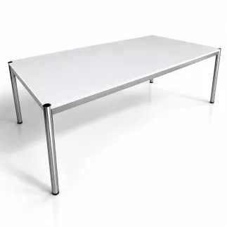 USM HALLER│Table - Bureau 200x100│Gris perle/Acier chromé