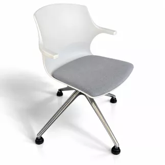 MY FRILL│Chaise d'accueil/collectivité│Blanc/gris/chromé