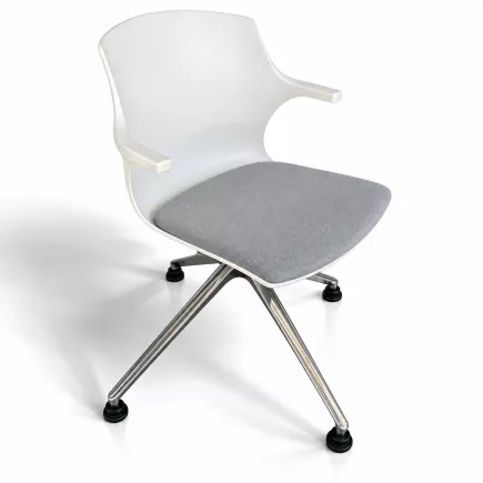 MY FRILL│Chaise d'accueil/collectivité│Blanc/gris/chromé