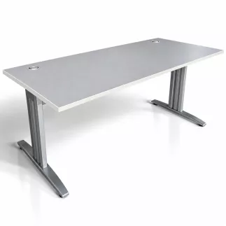 IDOL│Bureau droit L180 x p80│Blanc/gris aluminium