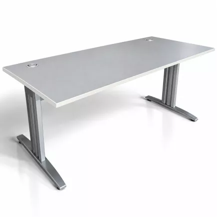 IDOL│Bureau droit L180 x p80│Blanc/gris aluminium