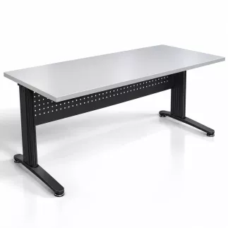STAR│Bureau droit 160x80 - pieds fixes│Light grey / Gris Anthracite