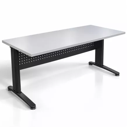 STAR│Bureau droit 160x80 - pieds fixes│Light grey / Gris Anthracite