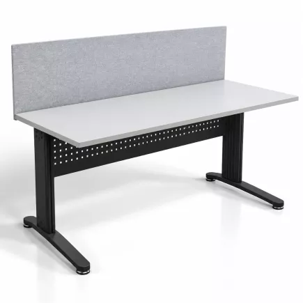 STAR│Pack bureau droit 160x80 - pieds fixes + cloison│Light grey / Gris Anthracite / Glacier