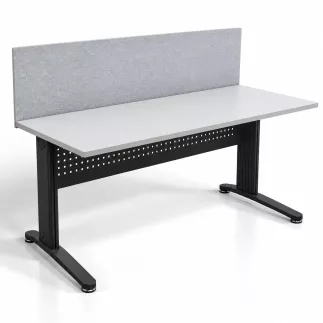 STAR│Pack bureau droit 180x80 - pieds fixes + cloison│Light grey / Gris Anthracite / Glacier