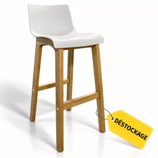 DETENTE EXPO│Tabouret dossier haut│Blanc/Chêne massif