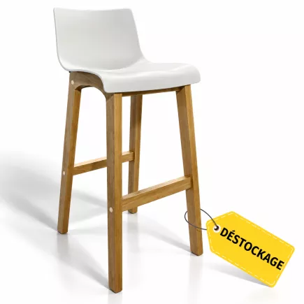 DETENTE EXPO│Tabouret dossier haut│Blanc/Chêne massif