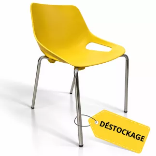 ROSALIE│Chaise de collectivité empilable par 4 │Jaune/Chromé