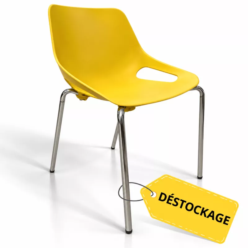 ROSALIE│Chaise de collectivité empilable par 4 │Jaune/Chromé ROSALIE│Chaise de collectivité empilable par 4 │Jaune/Chromé