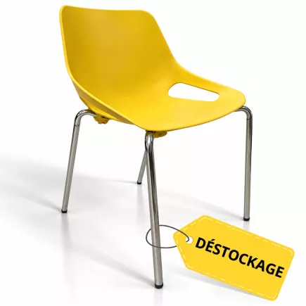 ROSALIE│Chaise de collectivité empilable par 4 │Jaune/Chromé