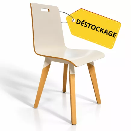 EVASION│Chaise en bois 4 pieds│Blanc / Hêtre