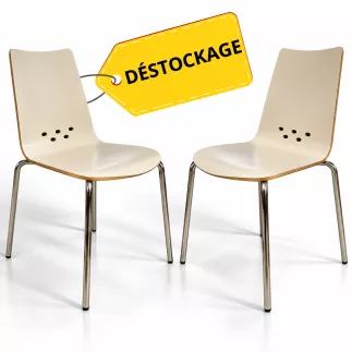 SPOON│Lot de 2 Chaises 4 pieds│Blanc / Chromé