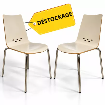 SPOON│Lot de 2 Chaises 4 pieds│Blanc / Chromé