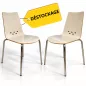 SPOON│Lot de 2 Chaises 4 pieds│Blanc / Chromé SPOON│Lot de 2 Chaises 4 pieds│Blanc / Chromé