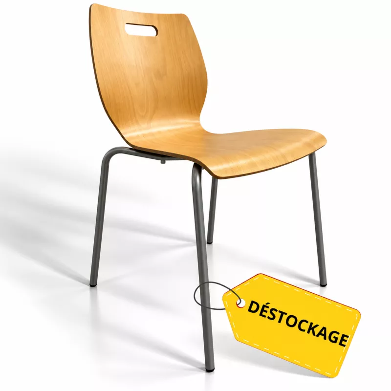 TIC│Chaise 4 pieds tube│Hêtre/Chromé