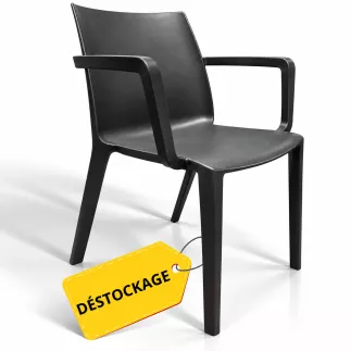 SOLÉO│Chaise collectivité│Avec accoudoirs│int-éxt.│Noir réglisse