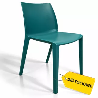 SOLÉO│Chaise collectivité│Sans accoudoirs│int-éxt.│Bleu Curaçao