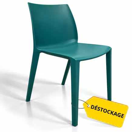 SOLÉO│Chaise collectivité│Sans accoudoirs│int-éxt.│Bleu Curaçao
