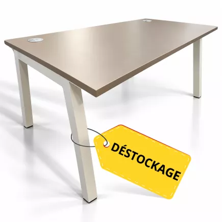 PARTAGE│Bureau droit 160x80│Argile/Blanc