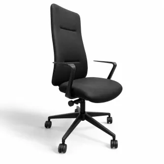 ALTURA EXPO│Fauteuil de direction cuir - Dossier Haut - têtière intégrée│Noir