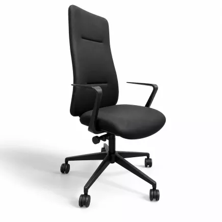 ALTURA EXPO│Fauteuil de direction cuir - Dossier Haut - têtière intégrée│Noir