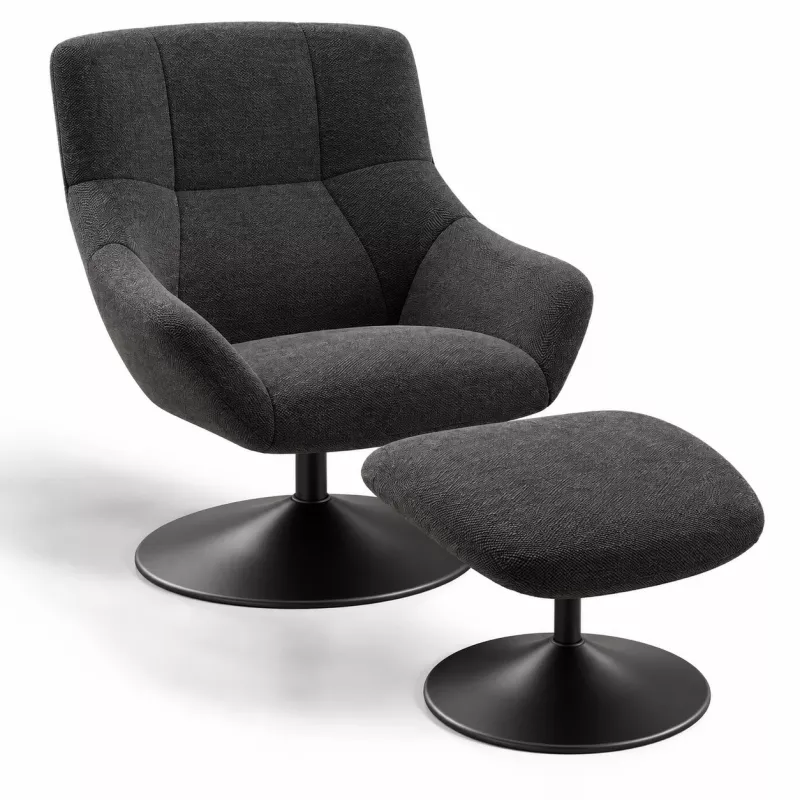 BILBAO EXPO│Fauteuil avec repose-pieds│Assise pivotante│Anthracite BILBAO EXPO│Fauteuil avec repose-pieds│Assise pivotante│Anthracite