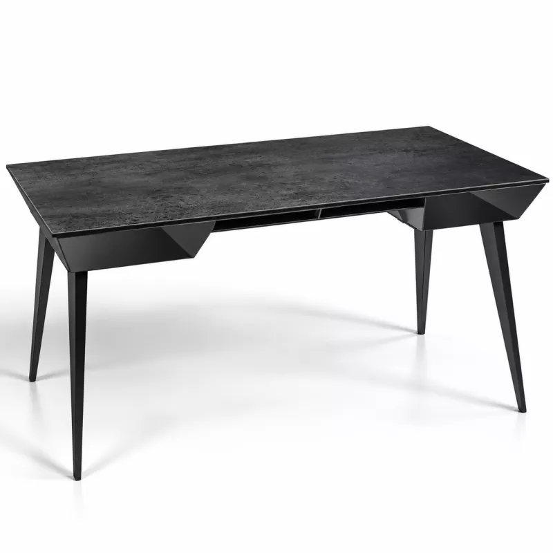 RAFALE EXPO │Bureau 130x70 cm│Piétement acier laqué noir mat│Titane
