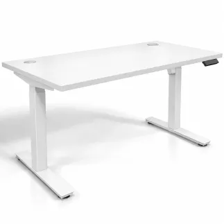 ENVOL ONE│Bureau électrique 1 moteur - 4 mémoires de position - USB A - Avec goulotte blanche L130cm│Blanc