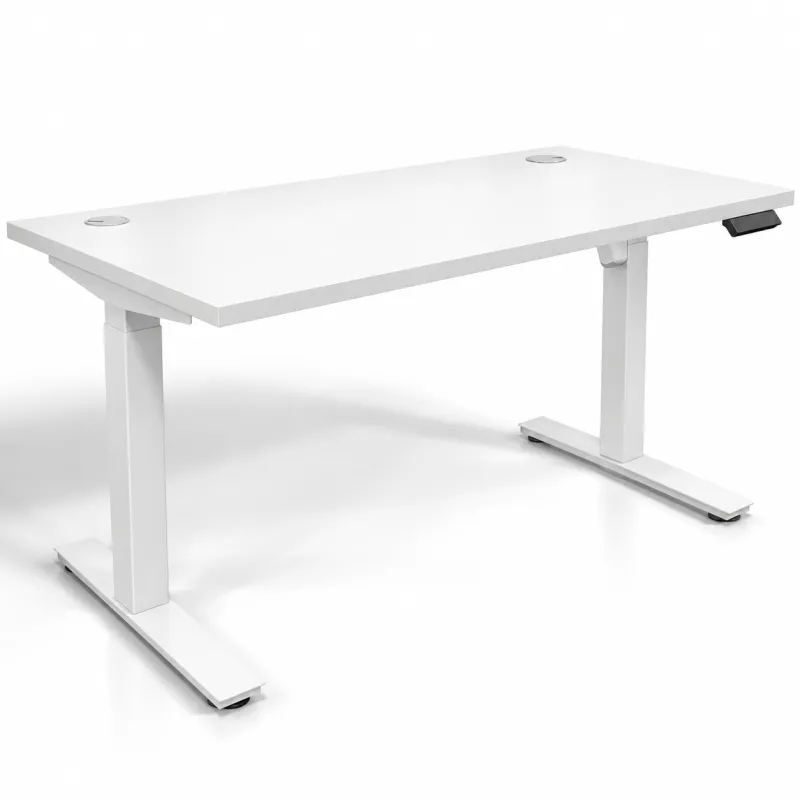 ENVOL ONE│Bureau électrique 1 moteur - 4 mémoires de position - USB A - Avec goulotte blanche L130cm│Blanc