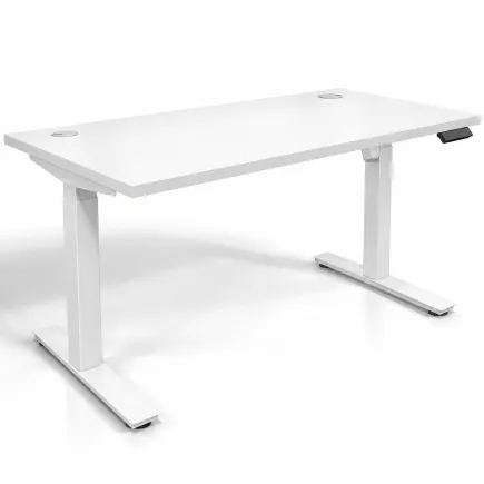 ENVOL ONE│Bureau électrique 1 moteur - 4 mémoires de position - USB A - Avec goulotte blanche L130cm│Blanc