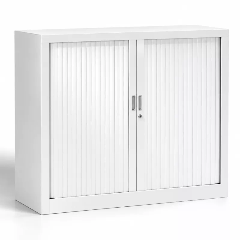 ARIV│Armoire rideau L120 x H 105 cm│Acier unicolore - Blanc