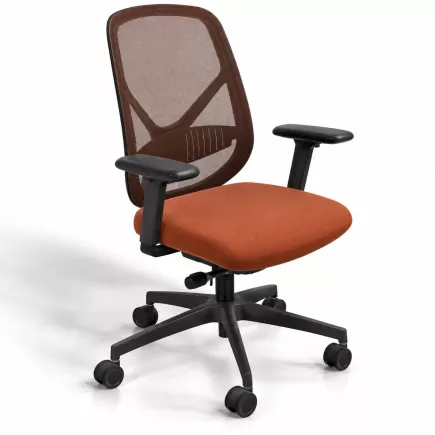 SOREN EXPO│Fauteuil de travail structure noire avec accoudoirs - dossier résille│Orange