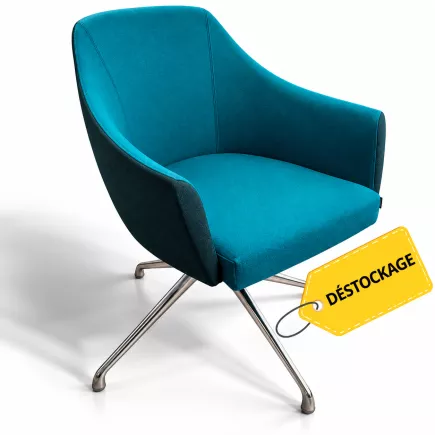 NANI│Chauffeuse pied alu pyramidal│Bleu canard/paon