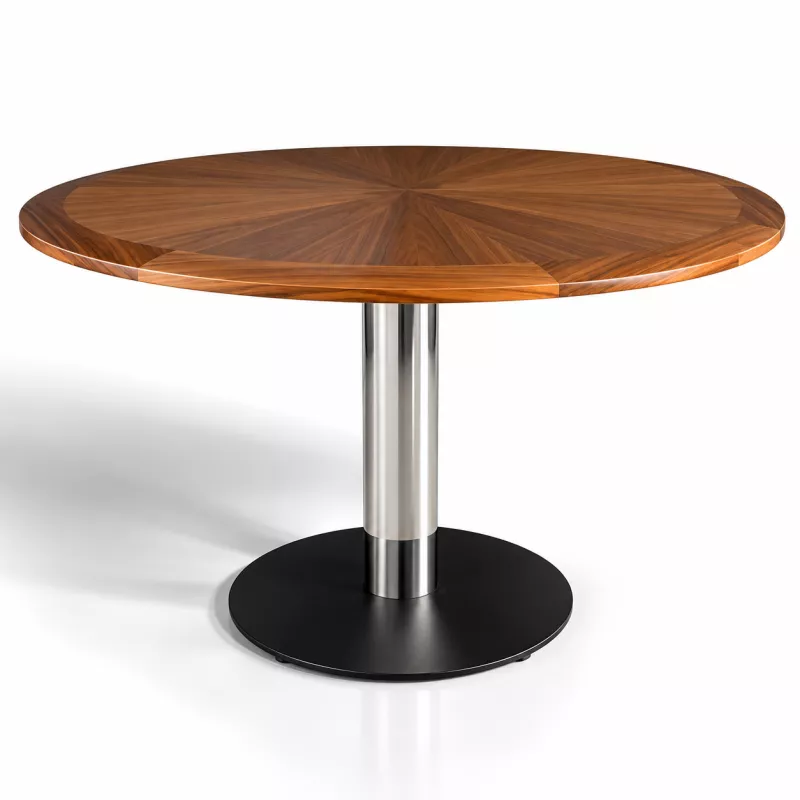 SITAG SOLEIL|Table ronde | Diamètre 120 cm |placage bois Noyer naturel