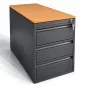 BIGLA│Caisson mobile 3 tiroirs + plumier│Profondeur 40 cm│Noir/Hêtre naturel