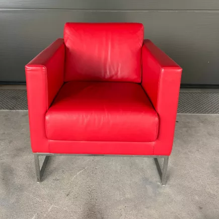 MARELLI CUBIC│Designer Giulio Marelli │Canapé cuir 1 place│L70 x H78 cm│Rouge