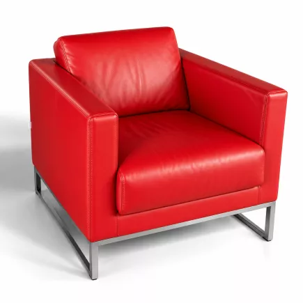 MARELLI CUBIC│Designer Giulio Marelli │Canapé cuir 1 place│L70 x H78 cm│Rouge